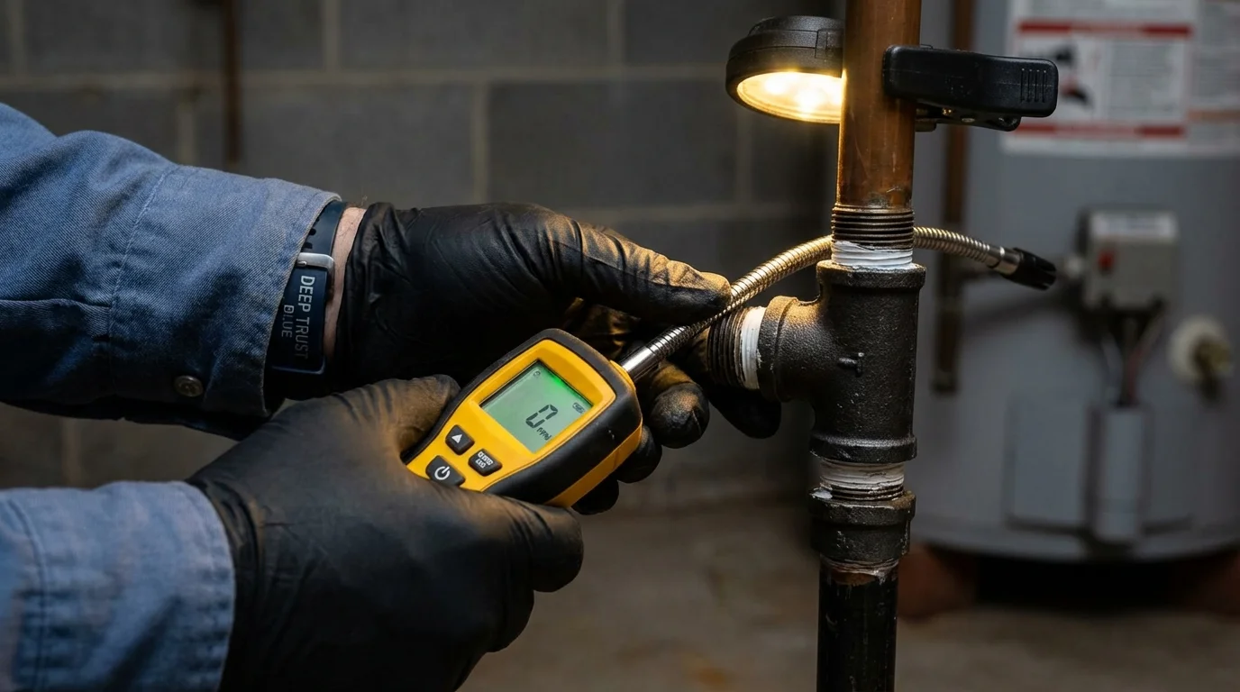 Gas leak detection with electronic sniffer by Johns Plumbing LLC in Emeryville