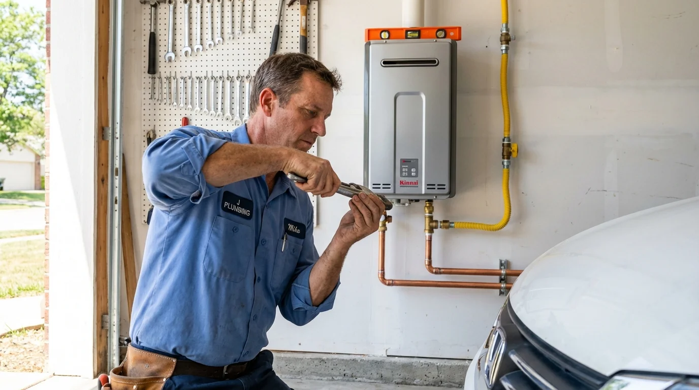 Tankless water heater installation by a Johns Plumbing LLC plumber in Emeryville
